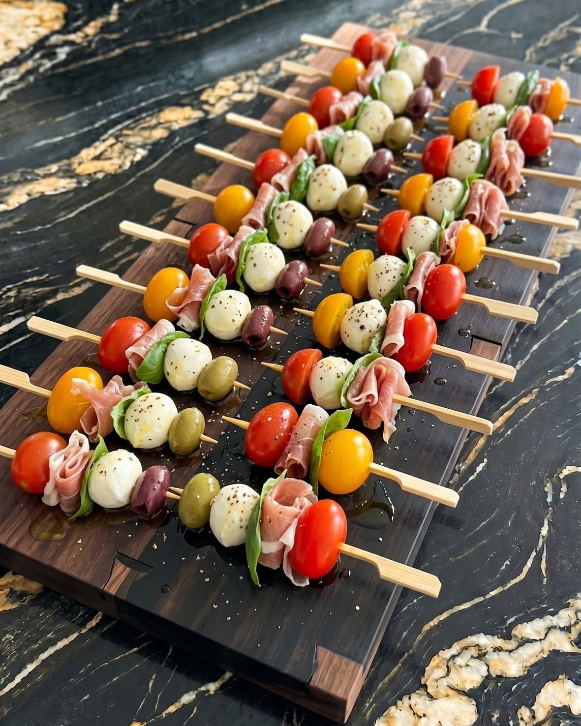 Prosciutto Mozzarella Antipasto Skewers