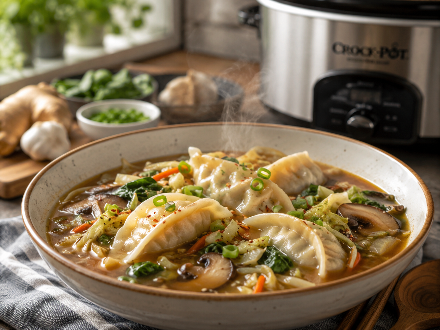Slow Cooker Potsticker Soup